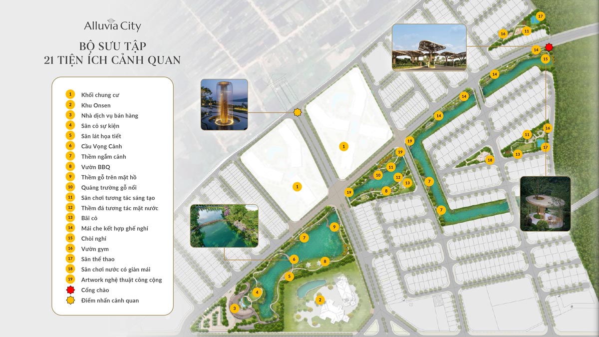 Alluvia City Onsen bộ sưu tập 21 tiện ích cảnh quan