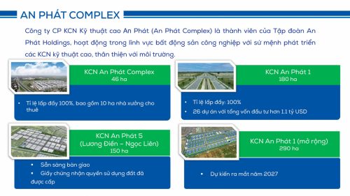 An Phát Complex phát triển các KCN kỹ thuật cao