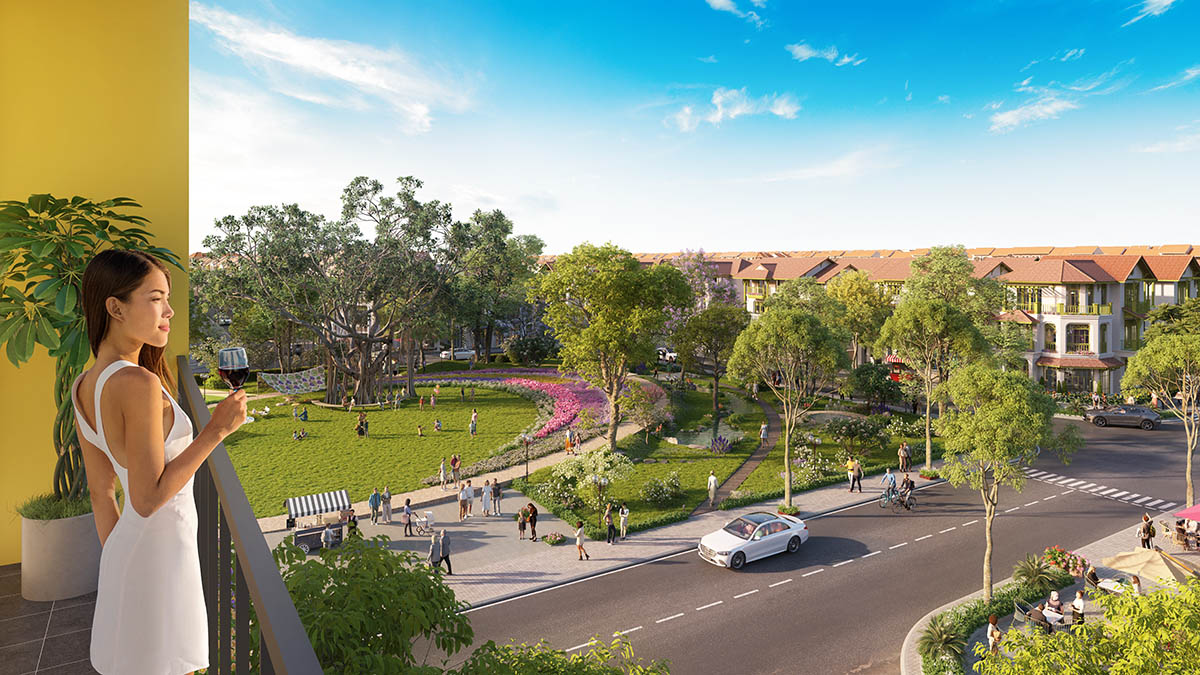 Ban công tầng 3 nhà Art Residence nhìn liền kề