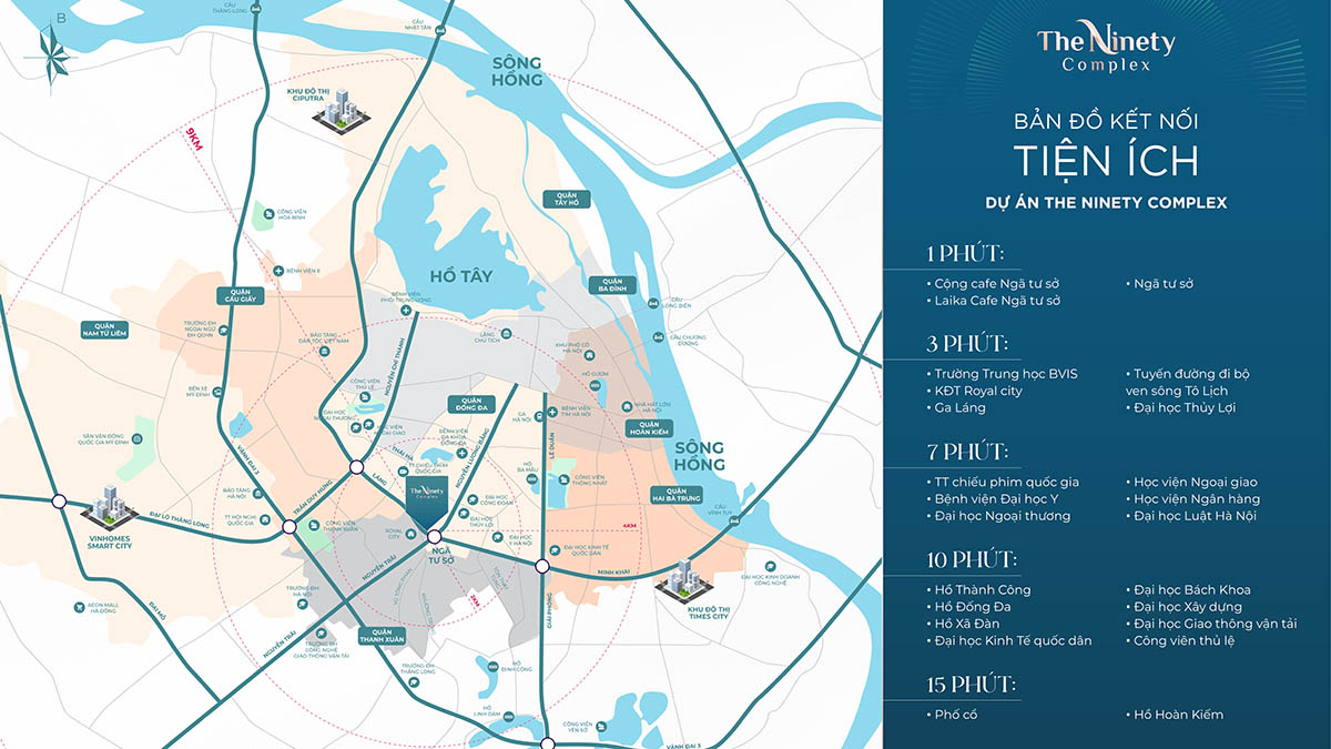 Bản đồ kết nối tiện ích dự án The Ninety Complex
