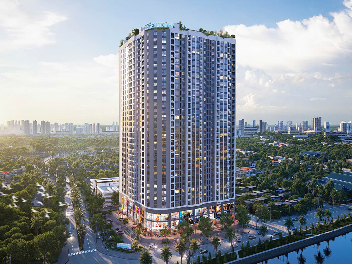 BlueGem Tower khi nhìn từ trục căn Sapphire Suites