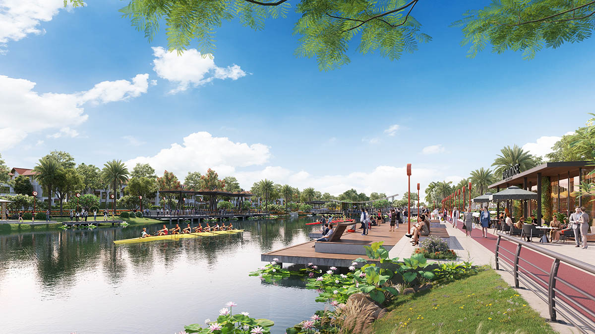 Cà Phê ven sông xem đua thuyền trong Sun Urban City