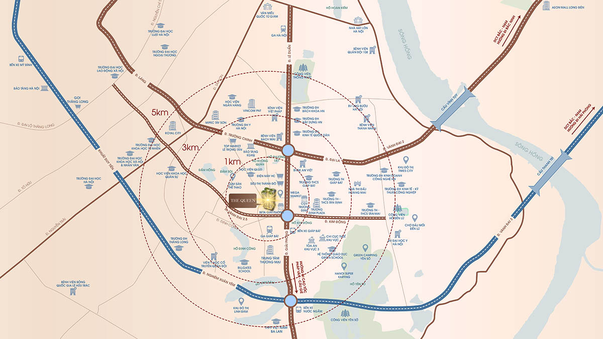 Các tiện ích hiện hữu xung quanh The Queen trong bán kính 5km