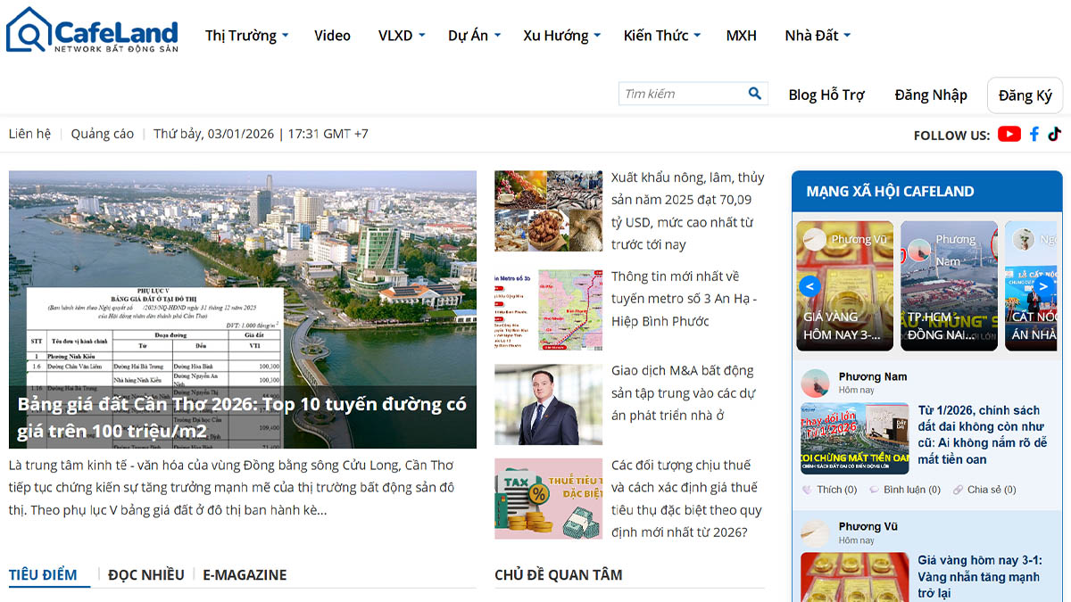 CafeLand.vn là trang đăng tin và kênh thông tin bất động sản
