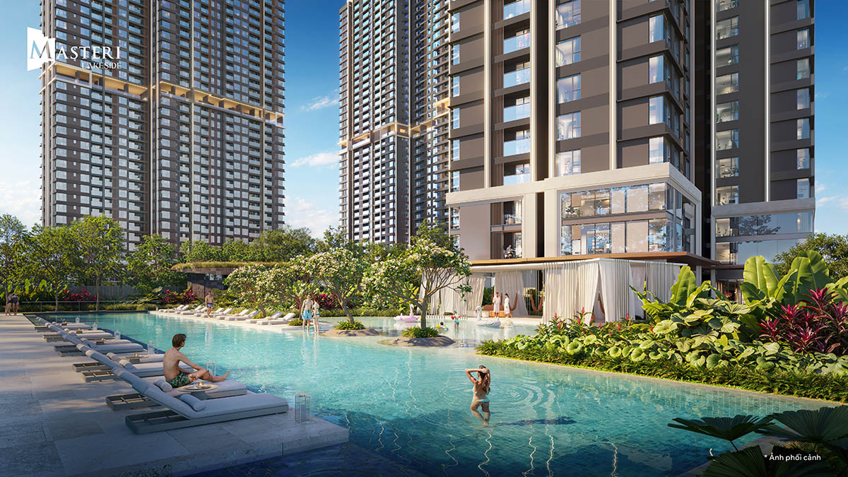 Cận cảnh bể bơi ngoài trời của Masteri Lakeside