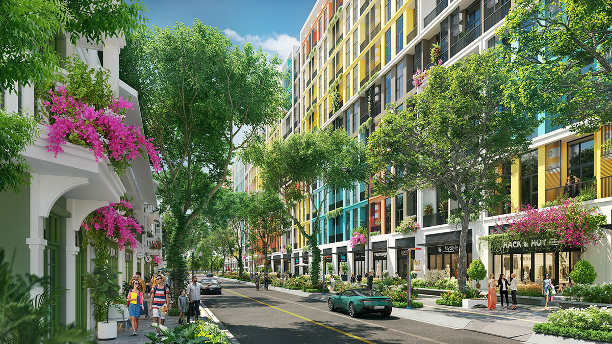 Cảnh quan giữa khối đế cao tầng Art Residence và liền kề