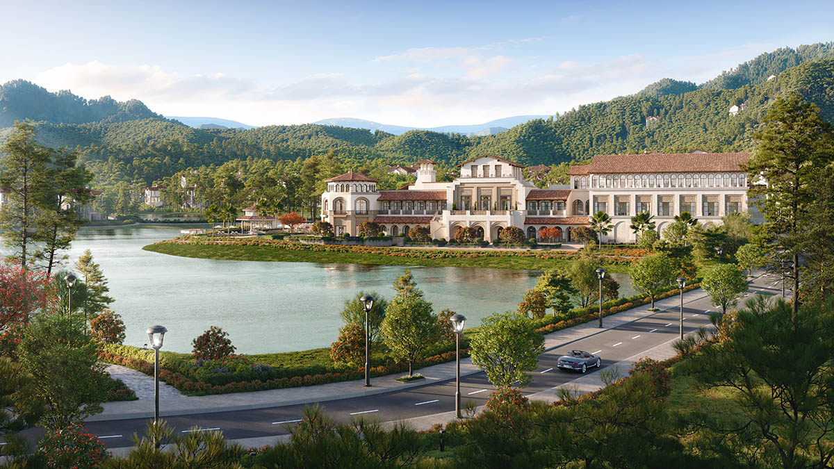 Cảnh quan hồ trước khu Valley Park Residences