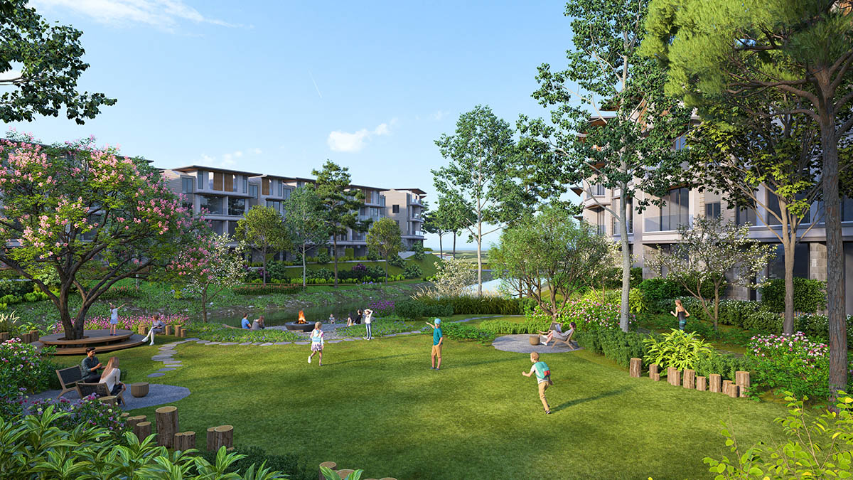 Cảnh quan ven suối cạnh liền kề Spring Residences