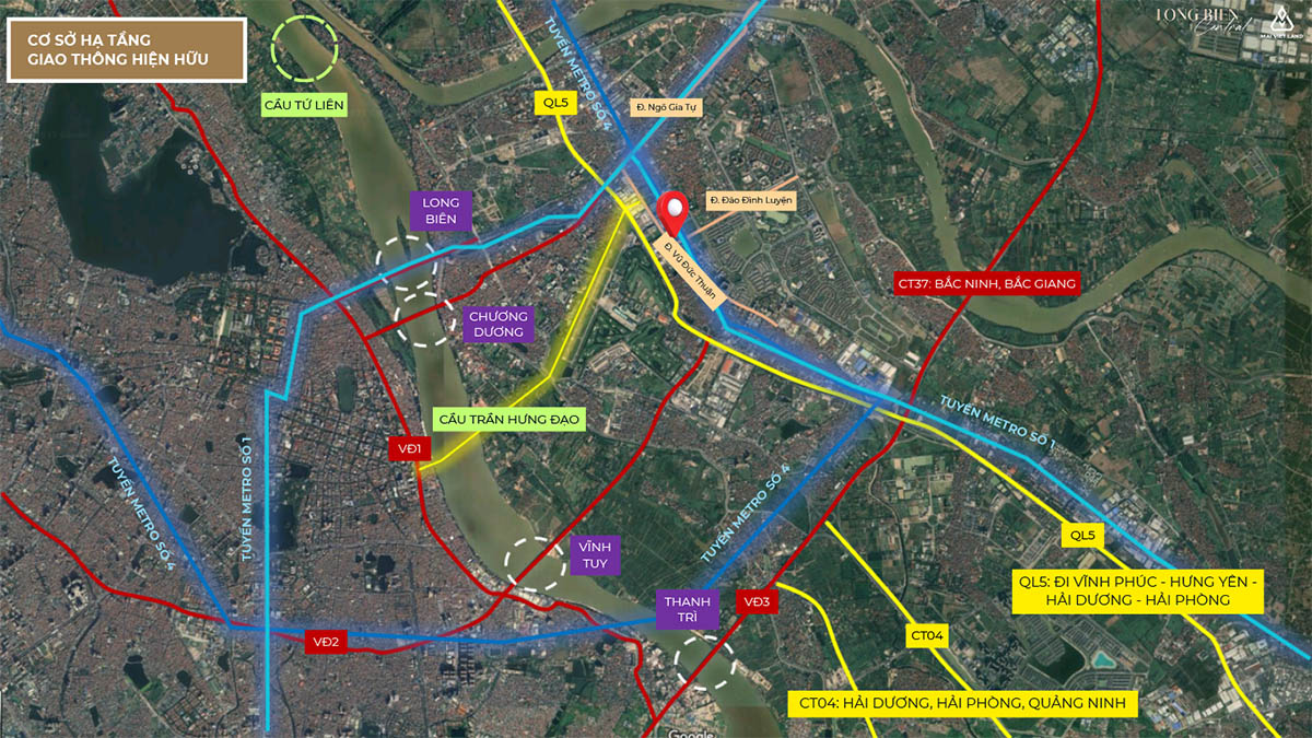 Cơ sở hạ tầng giao thông hiện hữu quanh Long Biên Central