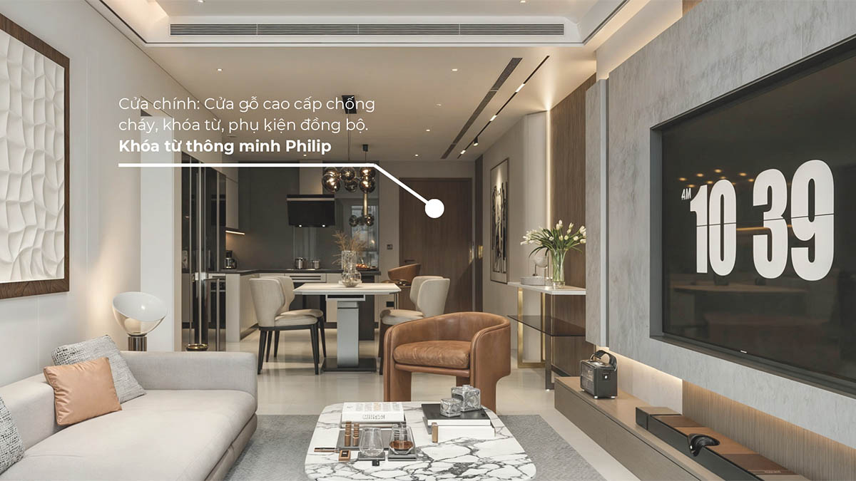 Cửa chính căn hộ The Queen