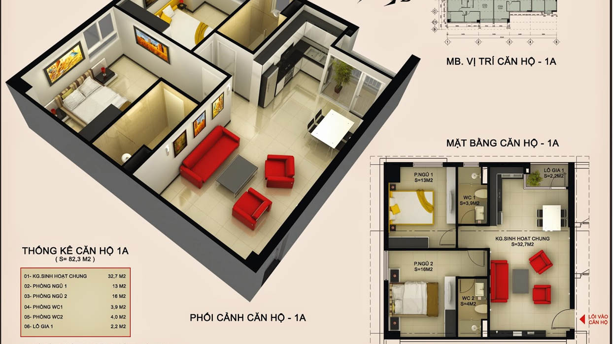 Diện tích thông thủy là không gian sử dụng thực tế bên trong căn hộ