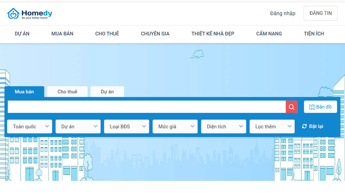 Homedy.com là trang web cho đăng tin bất động sản