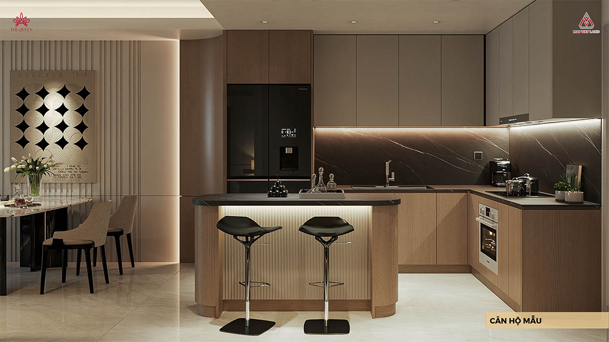 Khu vực bếp căn hộ The Queen