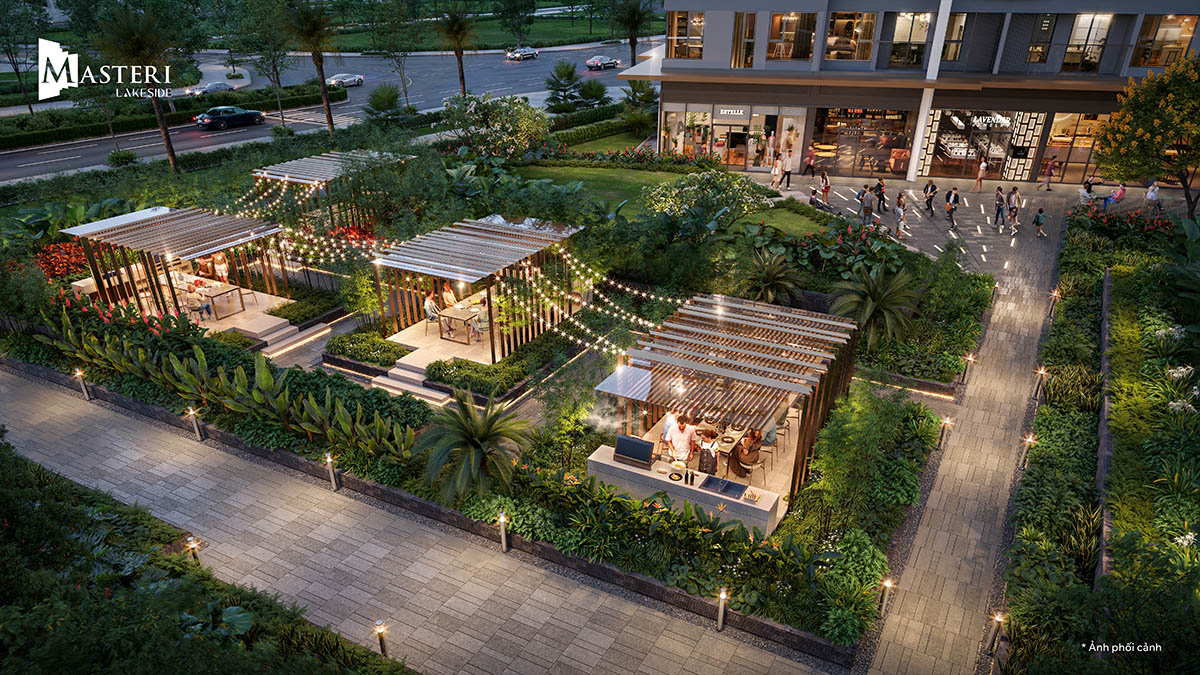 Khu vườn BBQ (Masteri Lakeside) về đêm