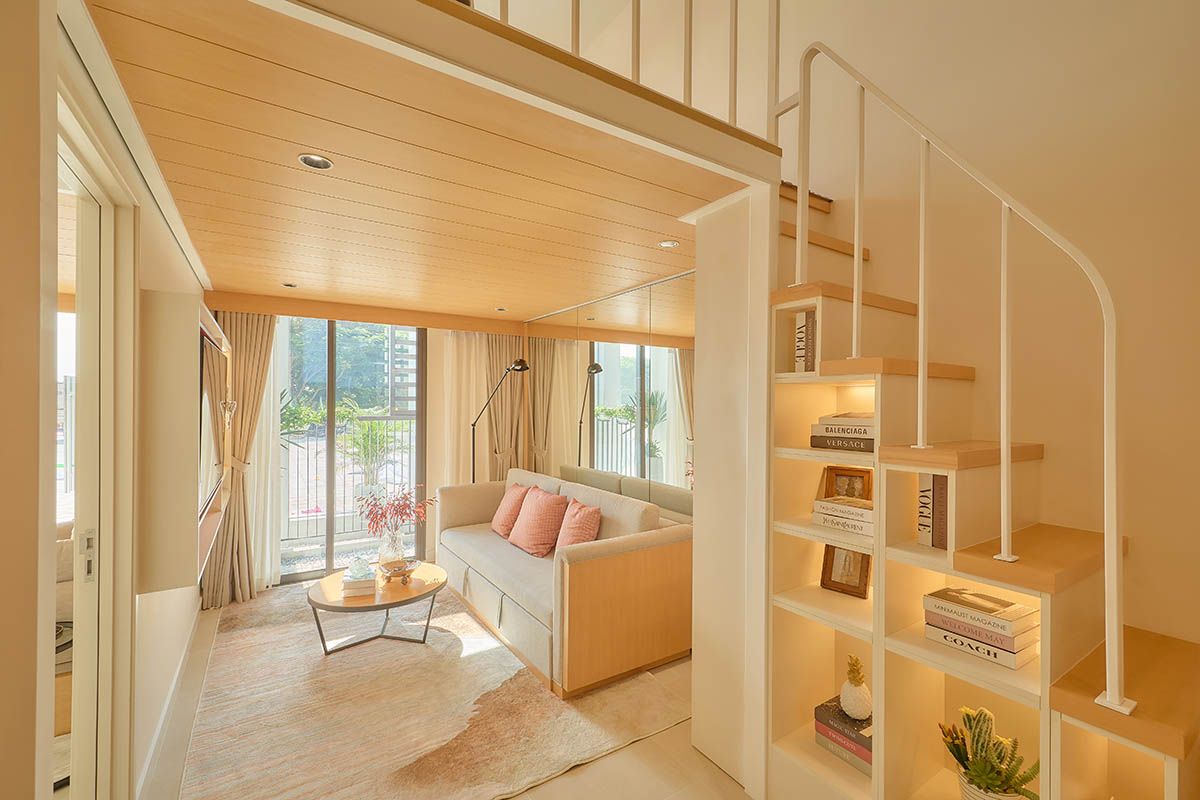 Lối lên tầng 2 căn hộ 1PN+1 khu cao tầng Sun Urban City