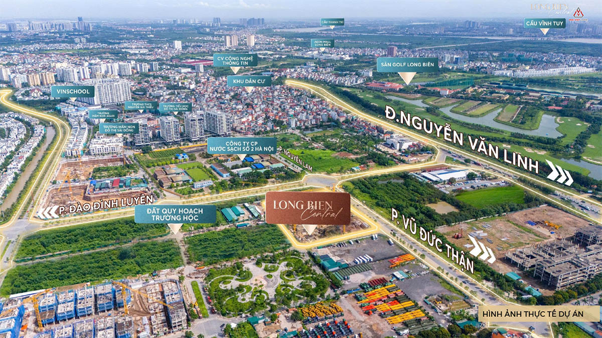 Hình ảnh thực tế dự án Long Biên Central (nhìn chéo từ Đào Thế Tuấn ra ngã tư Vũ Đức Thận & Đào Đình Luyện)