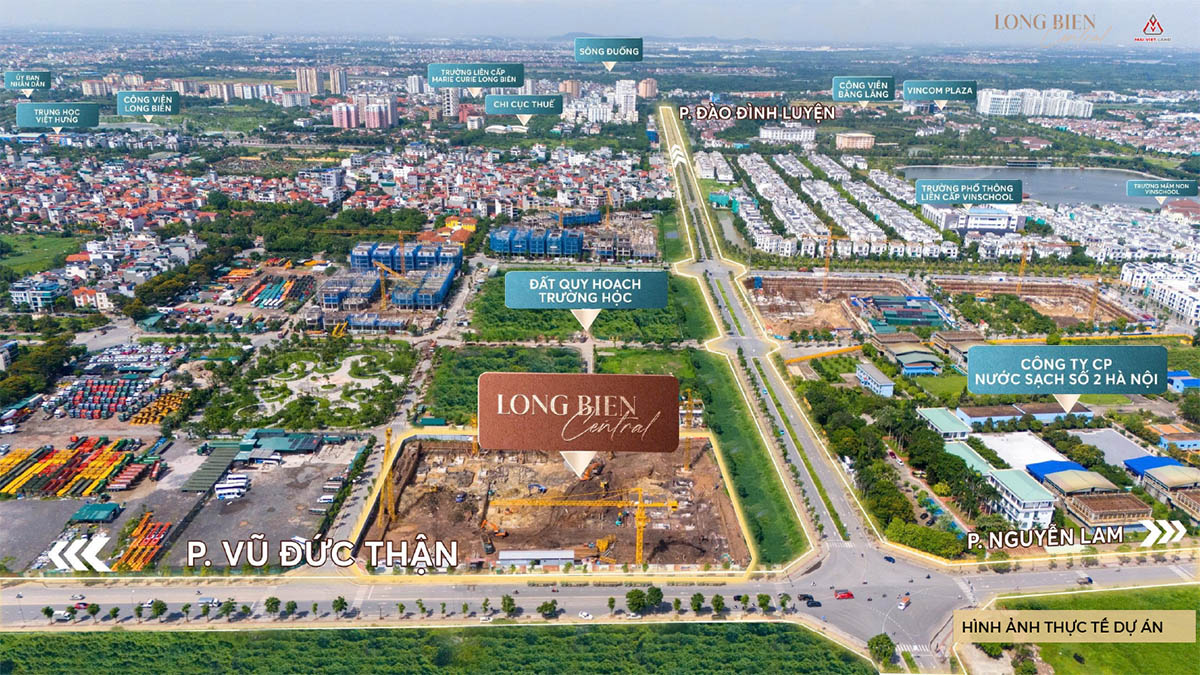 Hình ảnh thực tế dự án Long Biên Central (nhìn từ mặt trước dự án đường Vũ Đức Thận)