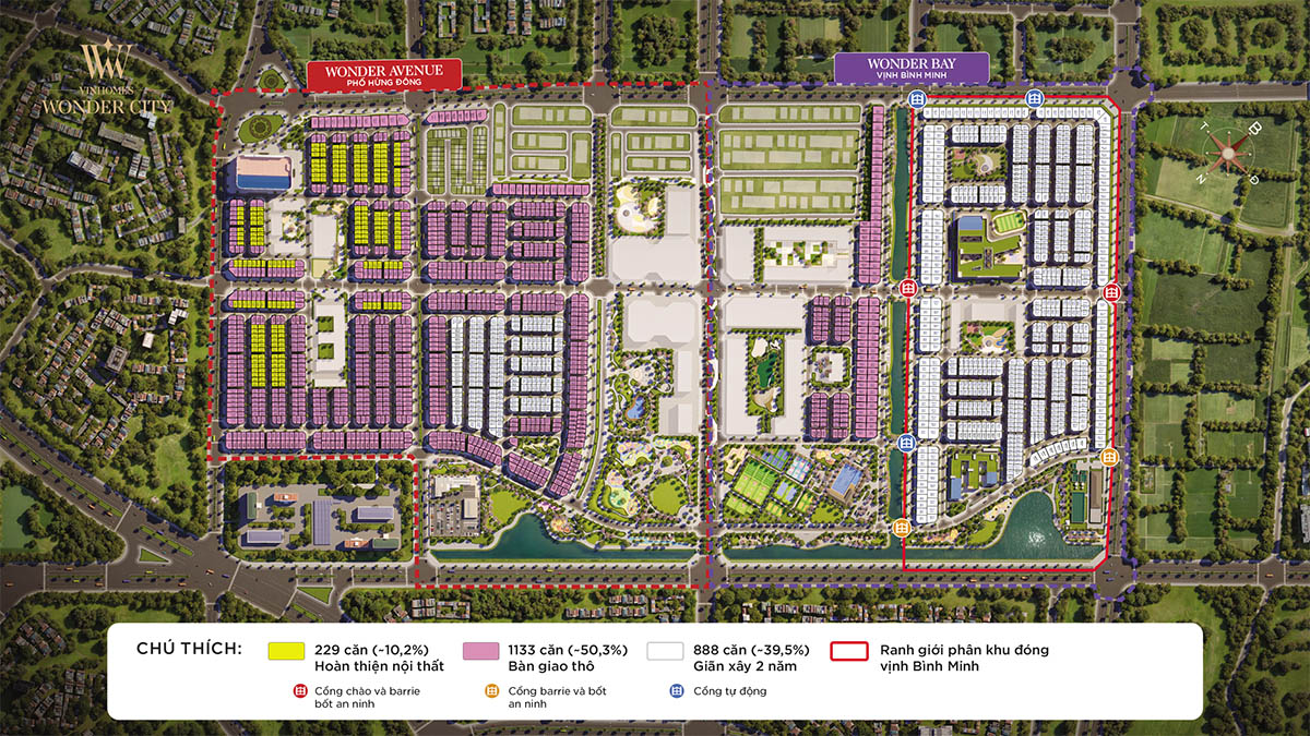 Mặt bằng 3D Wonder Avenue (Phố Hửng Đông) và Wonder Bay (Vịnh Bình Minh)