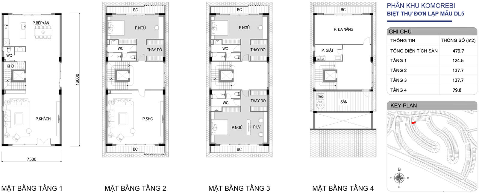 Mặt bằng biệt thự đơn lập DL5 phân khu Komorebi