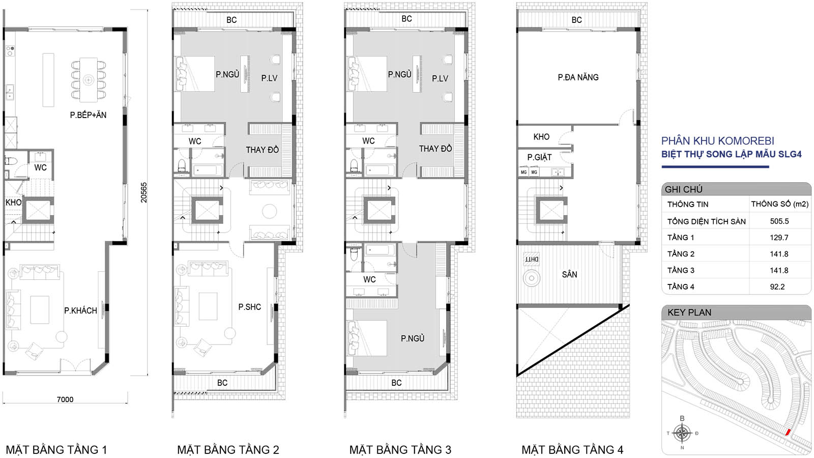 Mặt bằng biệt thự song lập SLG4 phân khu Komorebi