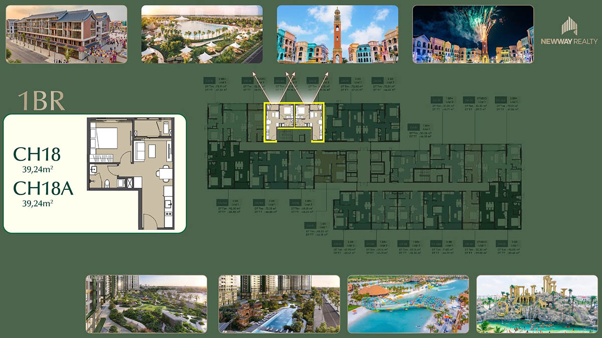 Mặt bằng căn 1PN tòa Z2 FELIZ Lumière SpringBay