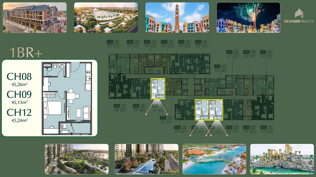 Mặt bằng căn 1PN+1 tòa Z2 FELIZ Lumière SpringBay
