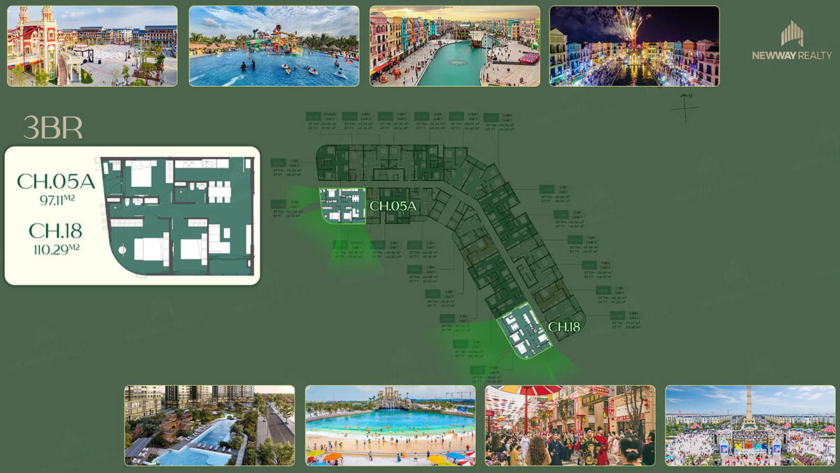 Mặt bằng căn 3PN tòa L2 VIDA Lumière SpringBay