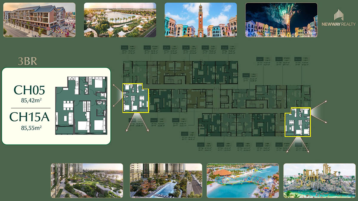 Mặt bằng căn 3PN tòa Z2 FELIZ Lumière SpringBay