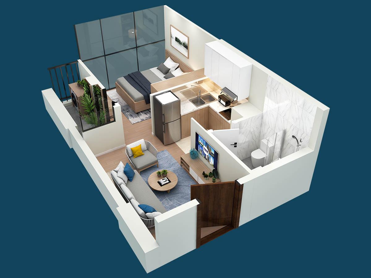 Mặt bằng căn hộ 02 tòa The Ninety Complex (3D)