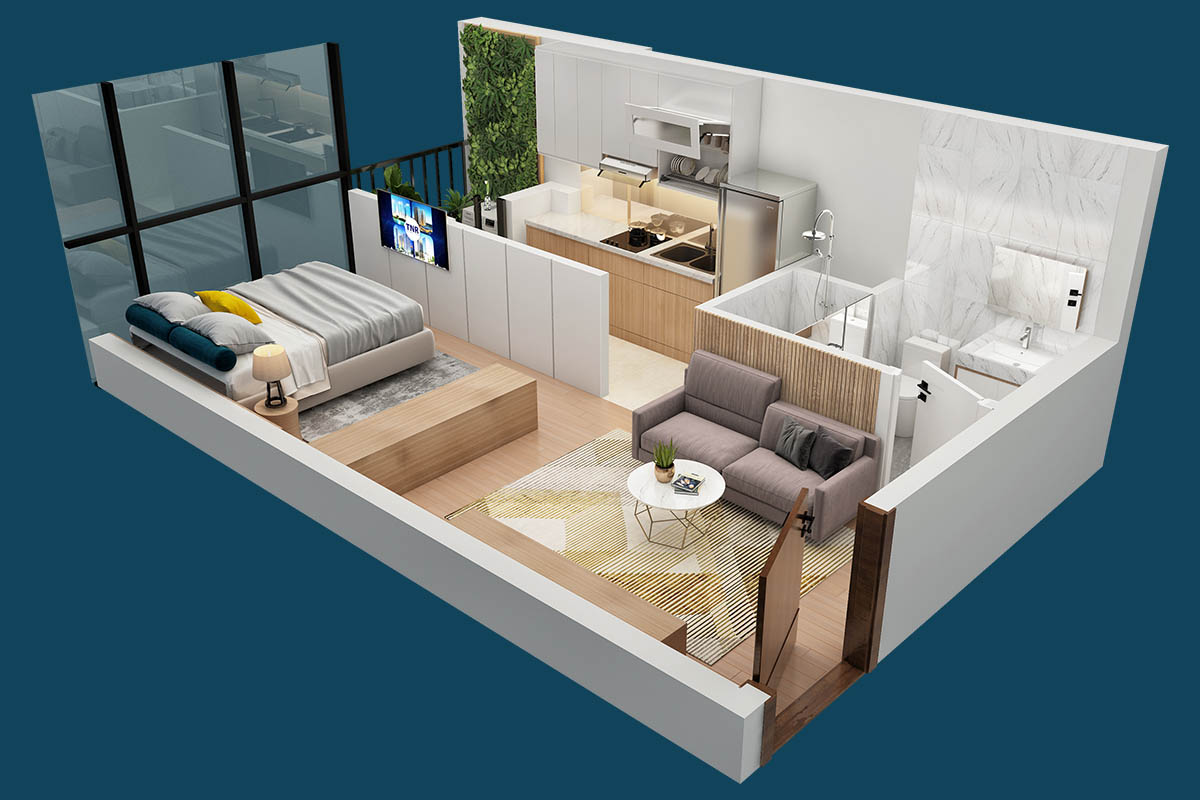 Mặt bằng căn hộ 03 tòa The Ninety Complex (3D)