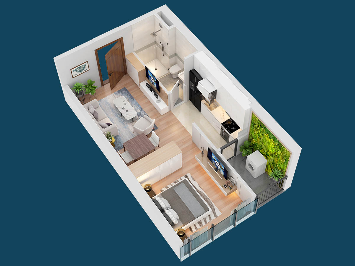 Mặt bằng căn hộ 08, 09 tòa The Ninety Complex (3D)