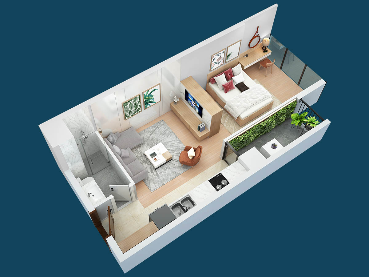 Mặt bằng căn hộ 10 tòa The Ninety Complex (3D)