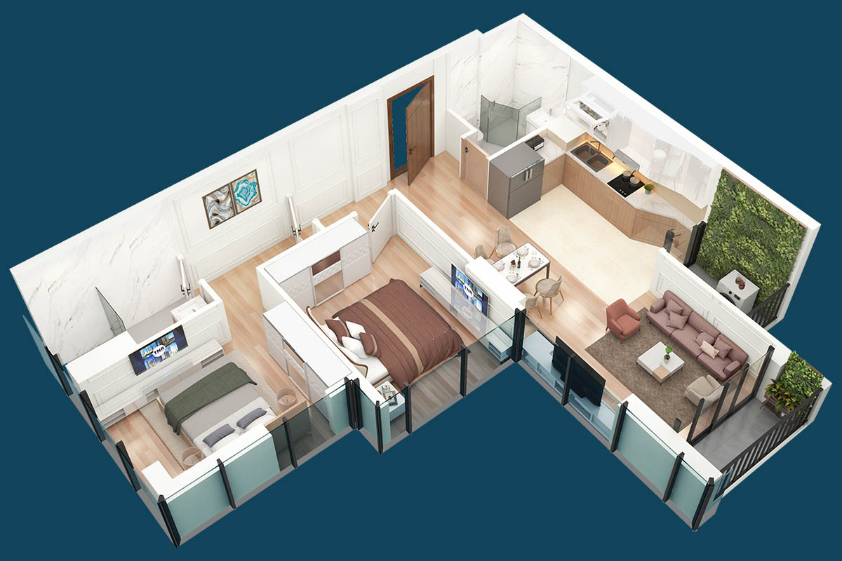 Mặt bằng căn hộ 13 tòa The Ninety Complex (3D)