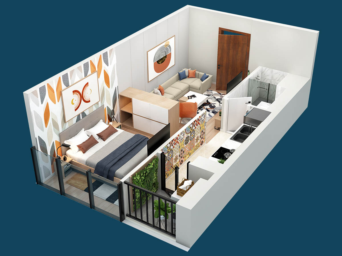 Mặt bằng căn hộ 18 tòa The Ninety Complex (3D)