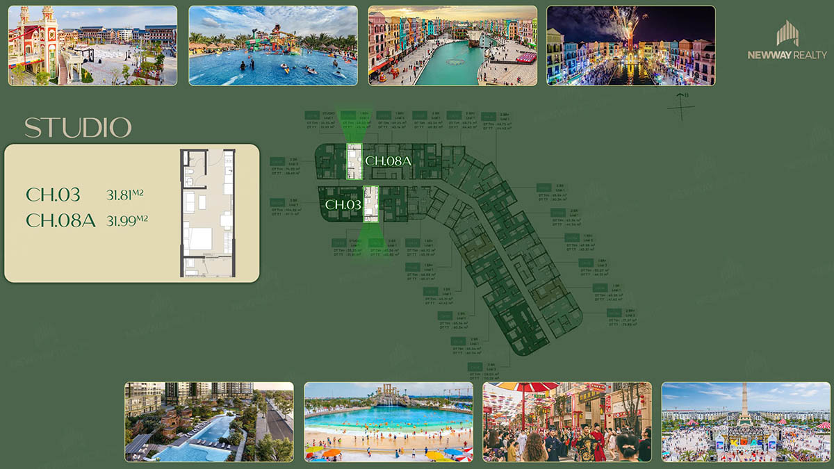 Mặt bằng căn STUDIO tòa L2 VIDA Lumière SpringBay