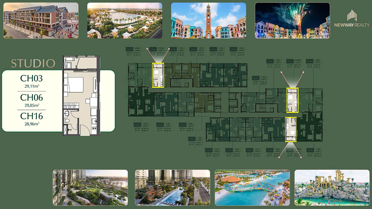 Mặt bằng căn STUDIO tòa Z2 FELIZ Lumière SpringBay