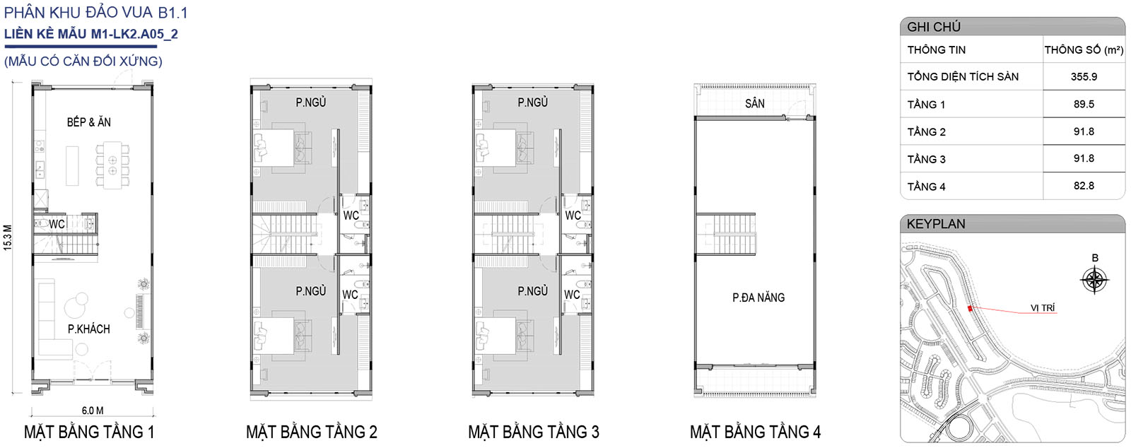 Mặt bằng nhà liền kề M1-LK2.A05_2 phân khu Đảo Vua