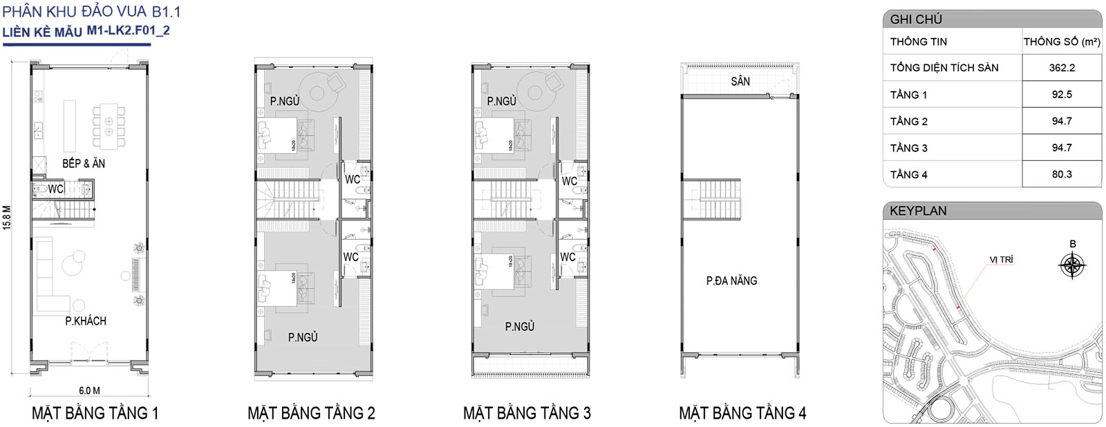 Mặt bằng nhà liền kề M1-LK2.F01_2 phân khu Đảo Vua