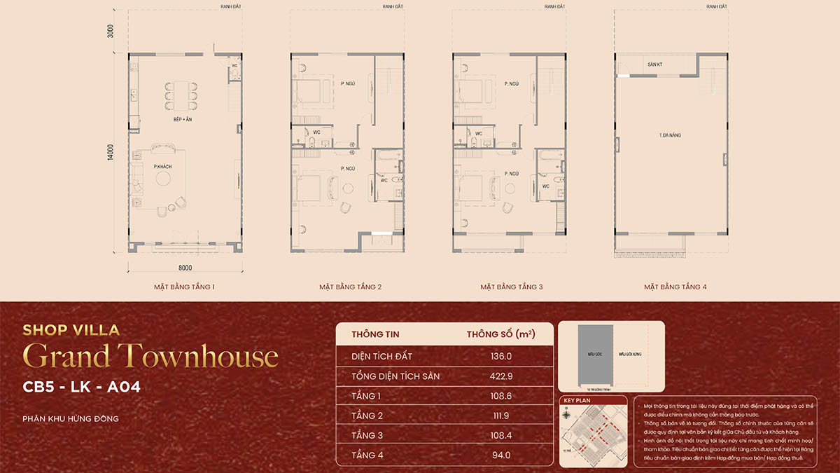 Mặt bằng Shop Villa CB5-LK-A04 khu Hửng Đông