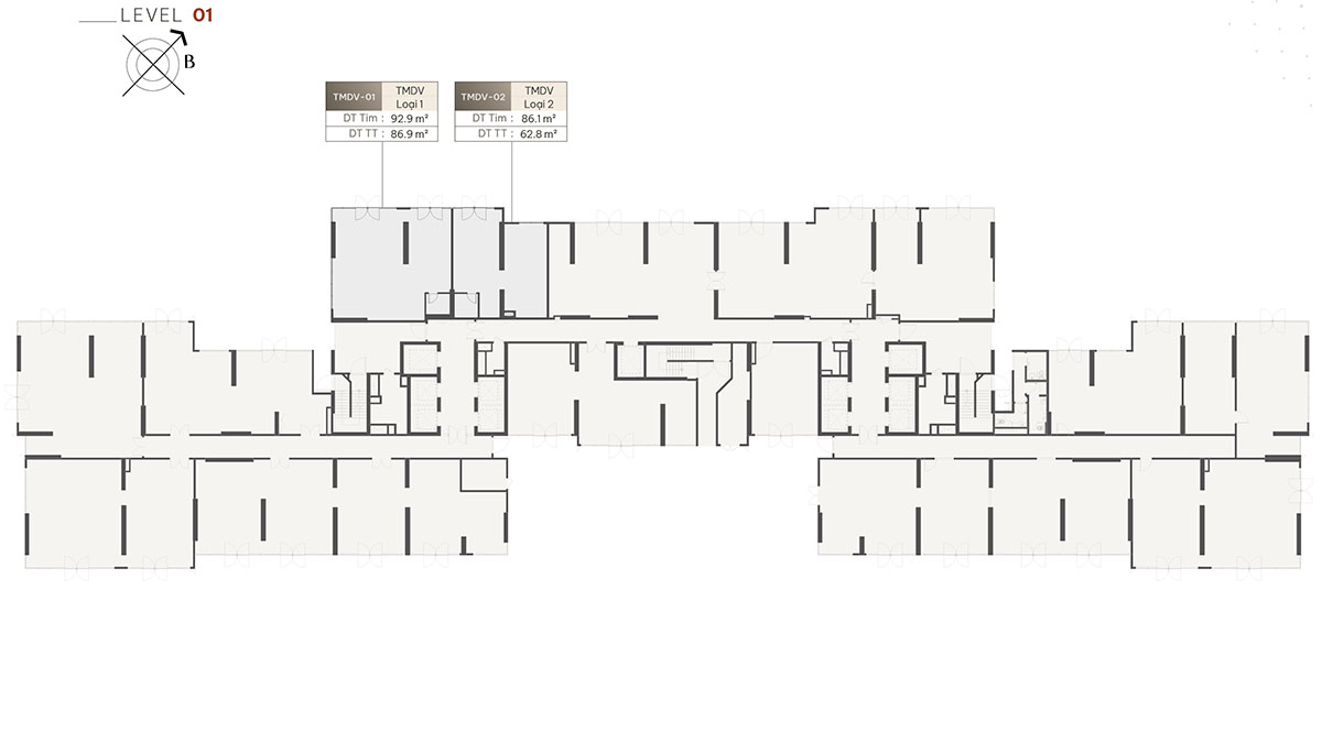 Mặt bằng tầng 01 tòa Harmony (L2)