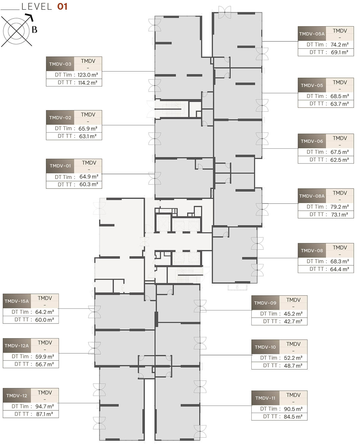 Mặt bằng tầng 01 tòa Liberty (L1)