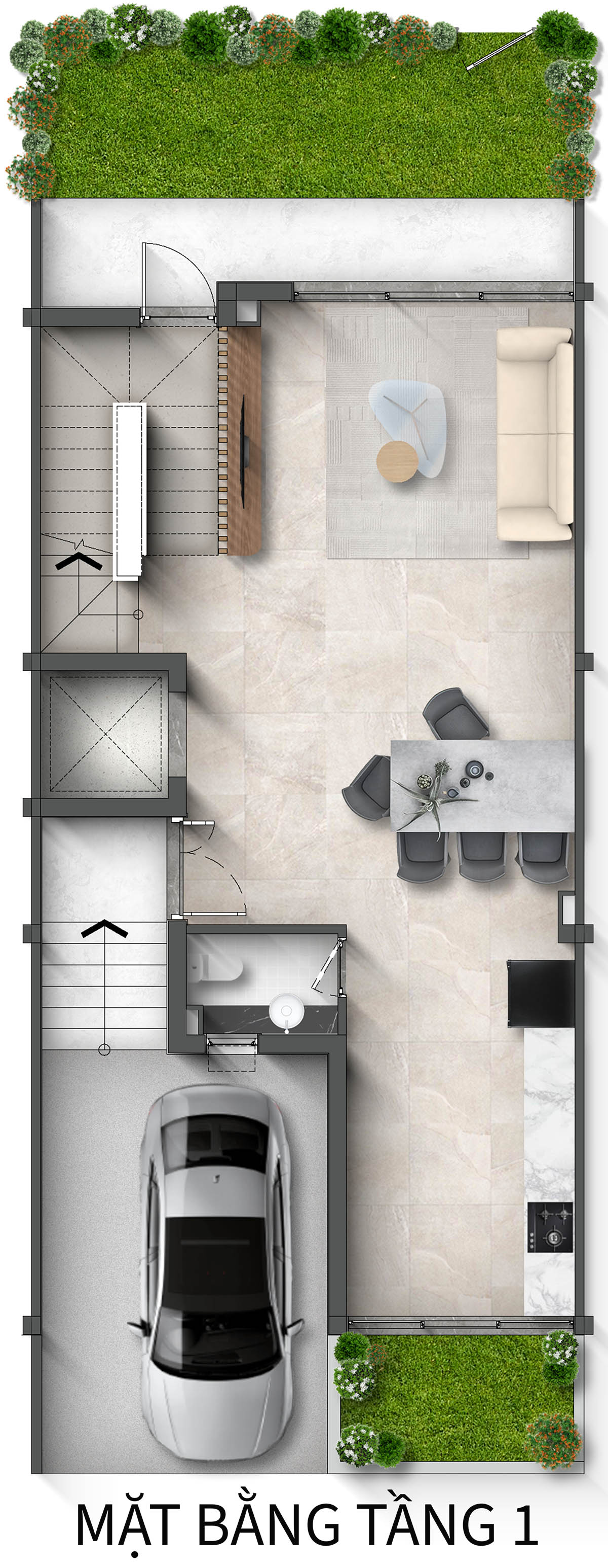 Mặt bằng tầng 1 Biệt thự Liền kề LKA ĐH Taluy dương khu Spring Residences