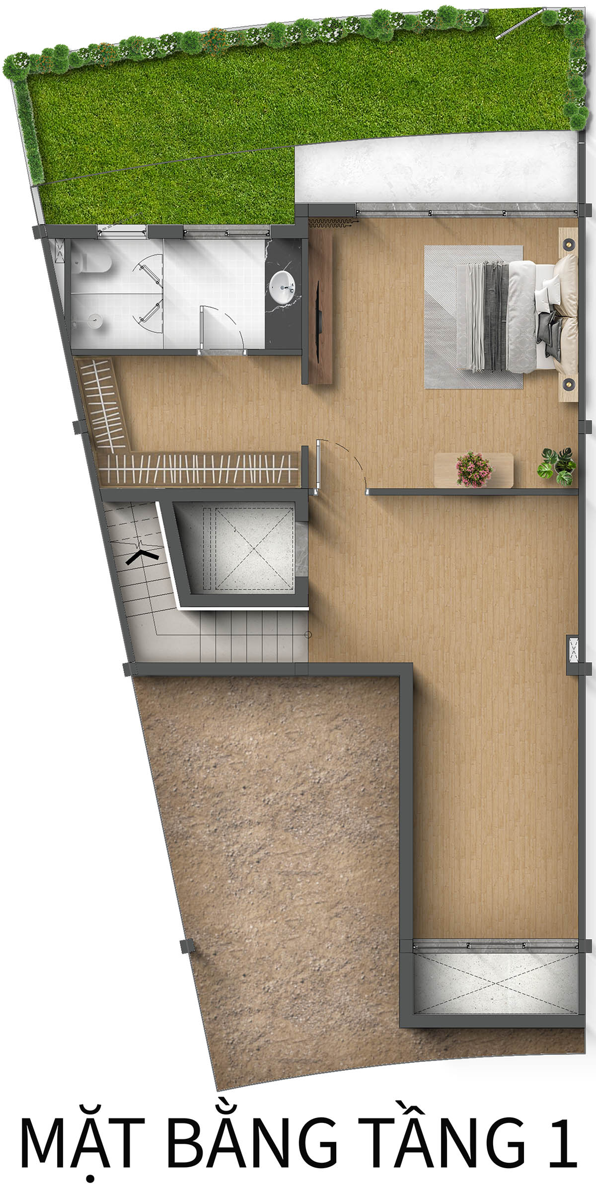 Mặt bằng tầng 1 Biệt thự Liền kề LKE2 RQ Taluy âm khu Spring Residences