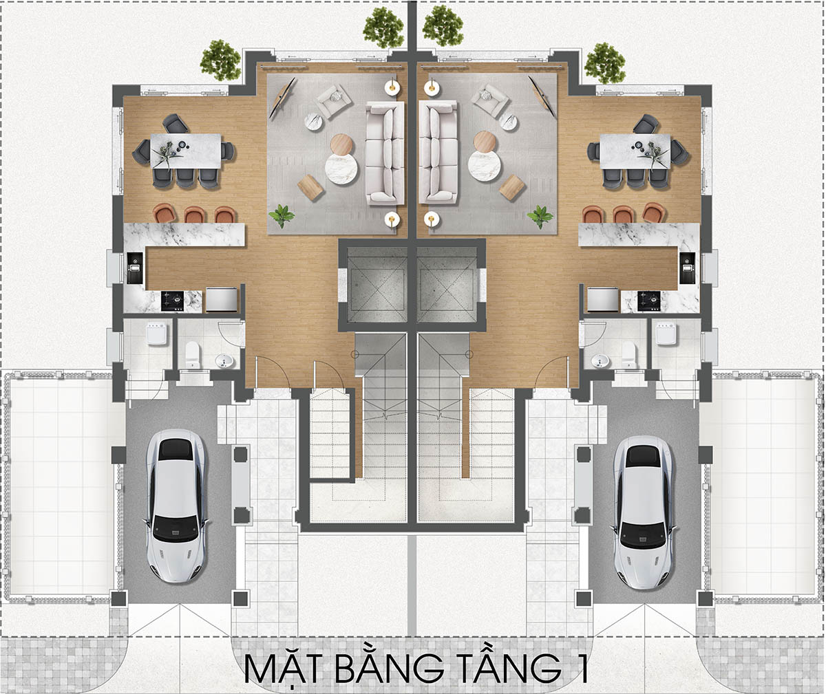 Mặt bằng tầng 1 mẫu RV1 Valley Park Residences