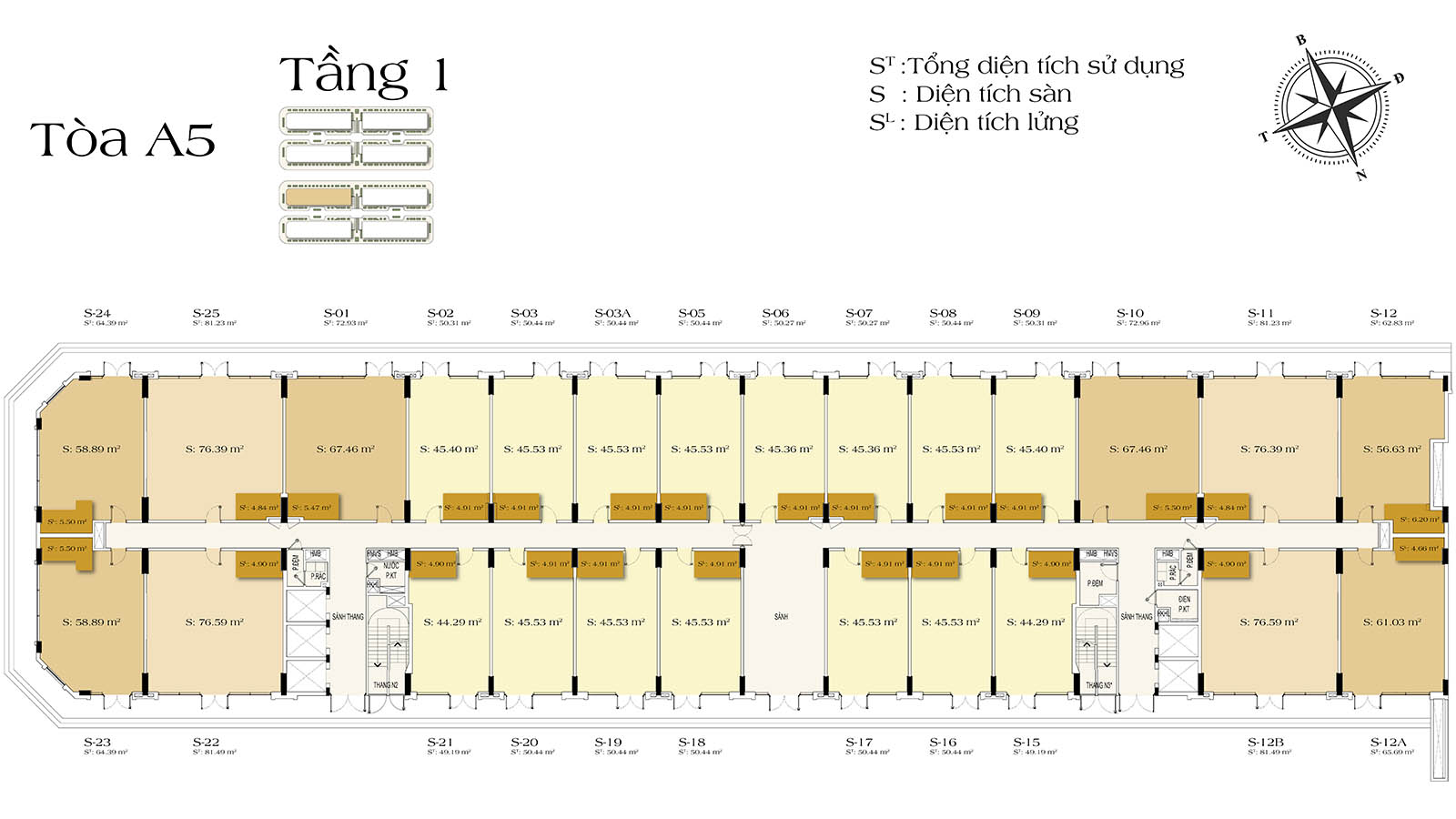 Mặt bằng tầng 1 tòa A5 Art Residence (Sun Urban City)