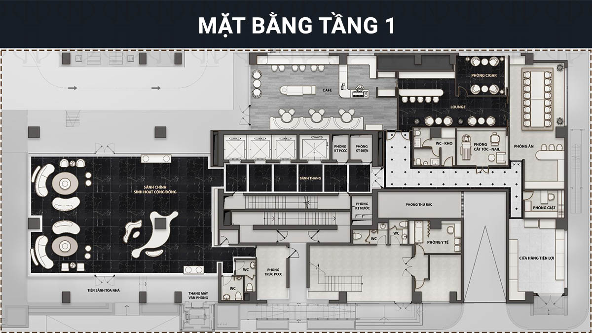 Mặt bằng tầng 1 tòa The Nelson Private Residences