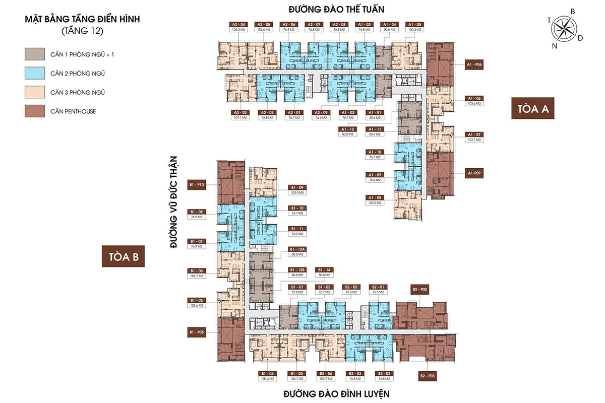 Mặt bằng tầng 12 của Long Biên Central (2D)