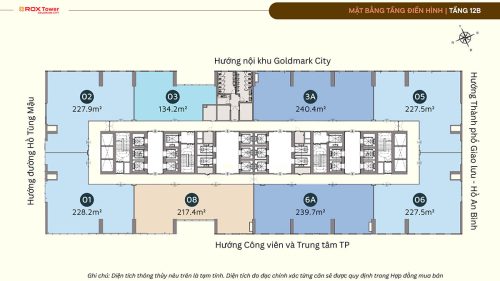 Mặt bằng tầng 12B tòa Rox Tower Goldmark City