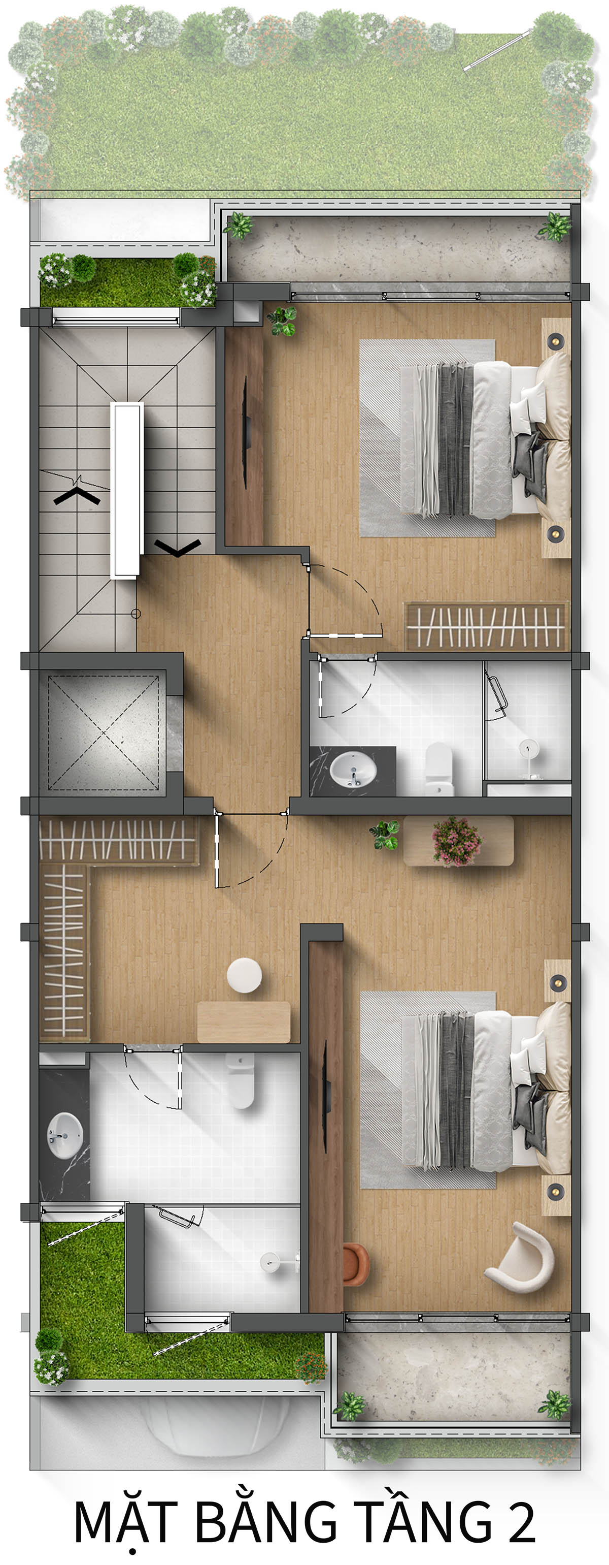Mặt bằng tầng 2 Biệt thự Liền kề LKA ĐH Taluy dương khu Spring Residences