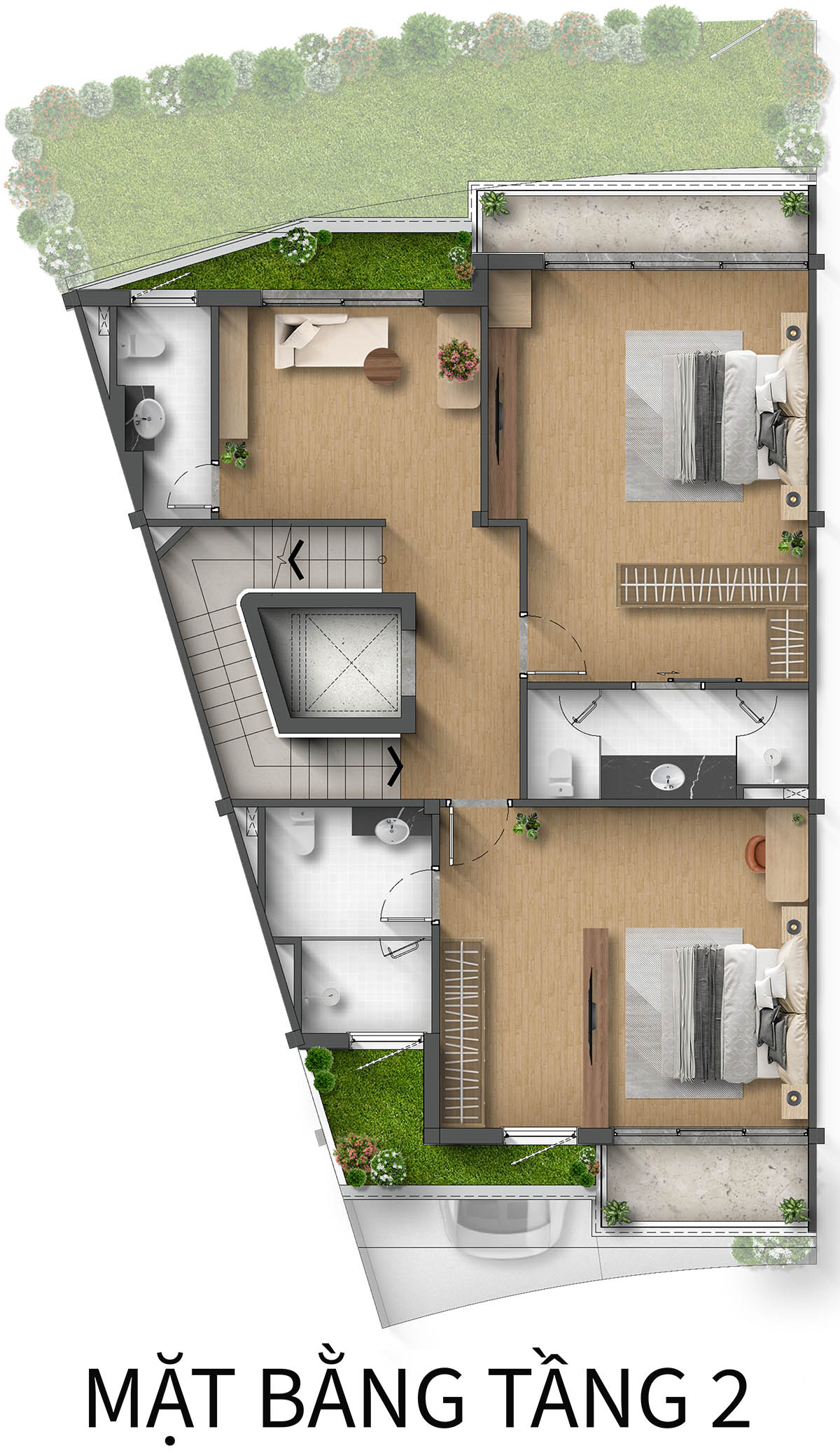 Mặt bằng tầng 2 Biệt thự Liền kề LKB RQ Taluy dương khu Spring Residences
